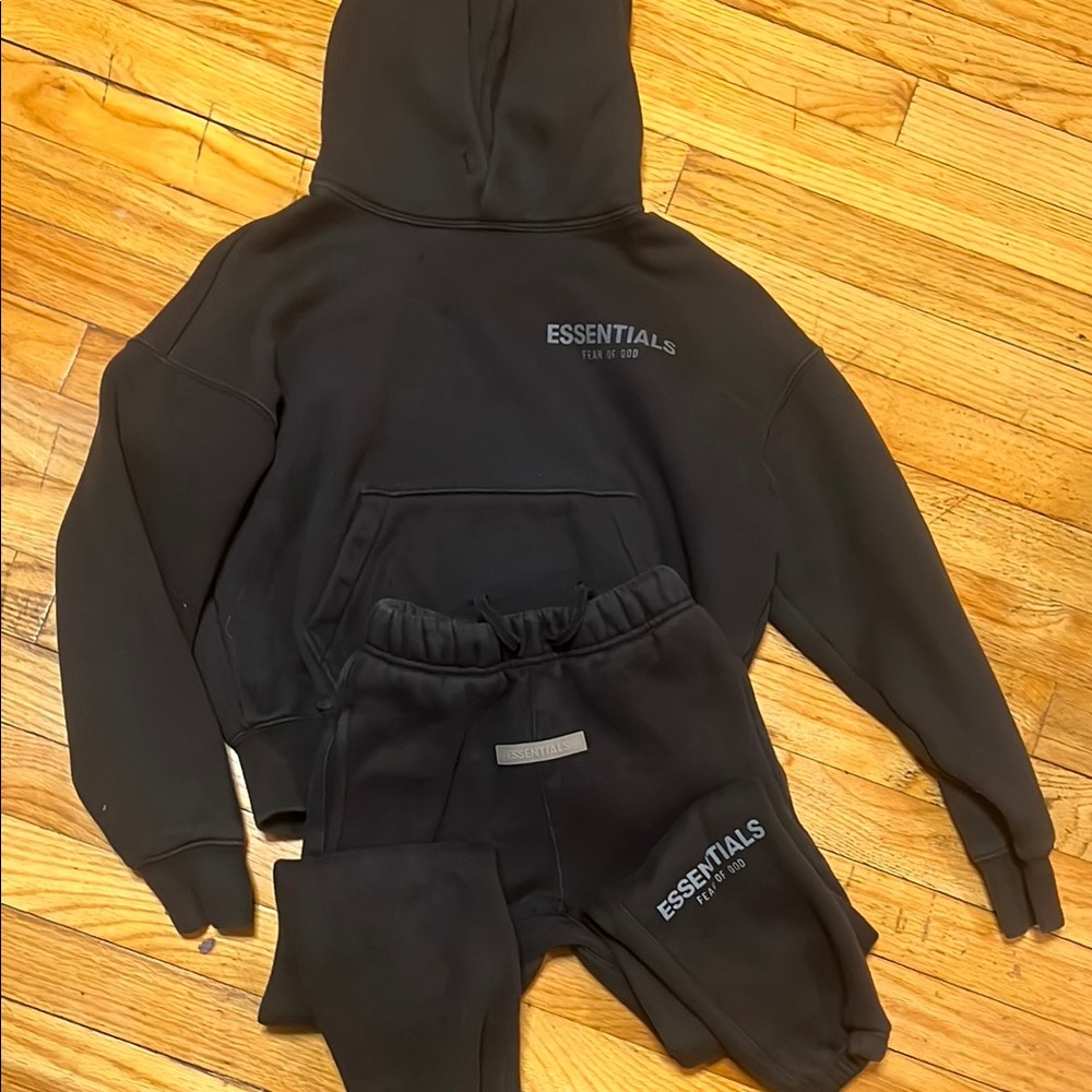 Essentials Kids Black Hoodie and Sweatpants Set